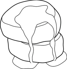 Isolated vector illustration of pancakes with syrup on transparent background. Healthy breakfast.