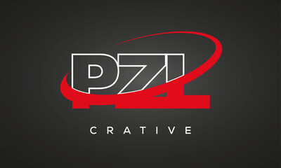 PZL creative letters logo with 360 symbol vector art template design