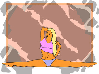 girl with a map, bikini, beautiful, girl, yoga, fitness, sport, athlete, fit, topic, slim, stretch, illustration, woman, figure, slim, naked, funny, illustration, illustration, image, pensona, charact