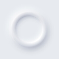 Neumorphism UI, circle white ring button with shadow, abstract 3d minimal soft button