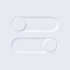 Neomorphism UI, slide bar set, neumorphic soft white slidebars with shadow for mobile app