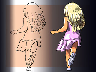 girl in a dress, beautiful, girl, dancer, athlete, dancing, dress, dance, illustration, woman, figure, slim, naked, fun, illustration, illustration, image, pensona, character, child,