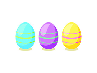 Happy Easter card. Set of cute Easter eggs with different texture on a white background.  Vector isolated Illustration. 