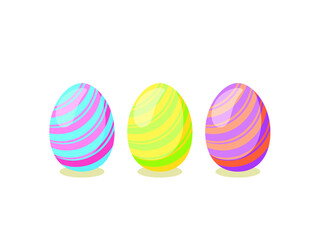 Happy Easter card. Set of cute Easter eggs with different texture on a white background.  Vector isolated Illustration. 