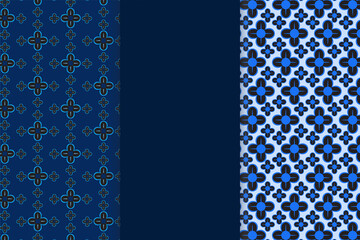 Batik texture trendy dark blue color vector seamless pattern.