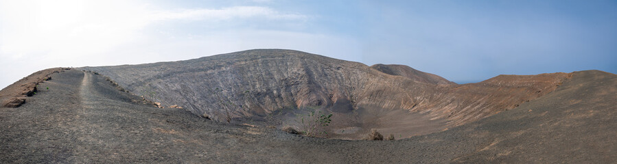 Caldera Blanca Volcano Summit, Timanfaya, Canary Islands, Lanzarote, Spain