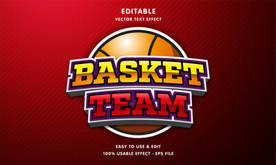 basket ball team editable text effect with modern and simple style, usable for logo or campaign title