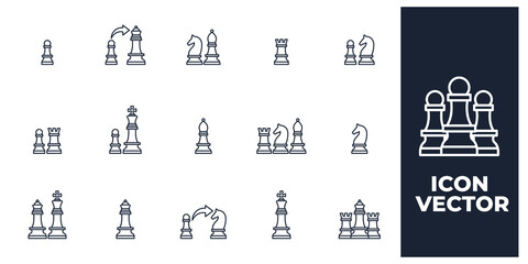 set of Chess elements symbol template for graphic and web design collection logo vector illustration