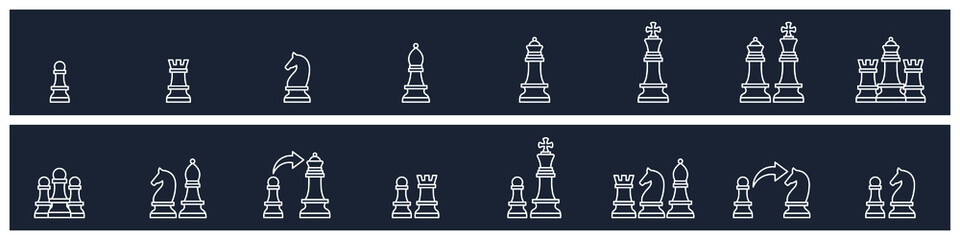 set of Chess elements symbol template for graphic and web design collection logo vector illustration
