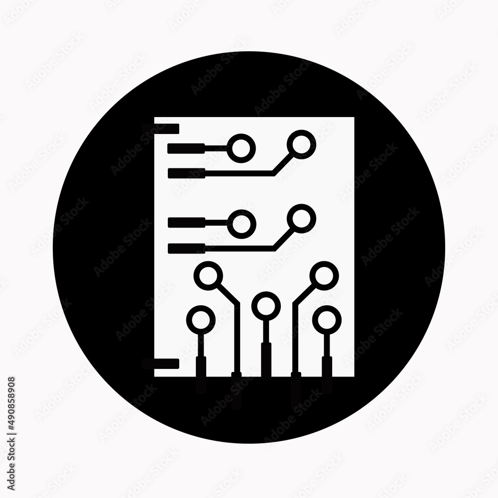 Wall mural circuit board icon in flat style. microchip symbol isolated on white background. processor pictogram