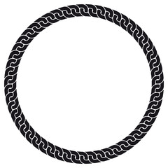 Abstract chain round frame. Black circle frames with chains patterns isolated on white background. Chainlet design element. Border template.
