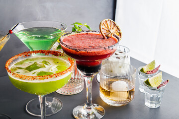 Alcoholic cocktails and drinks compilation from studio.