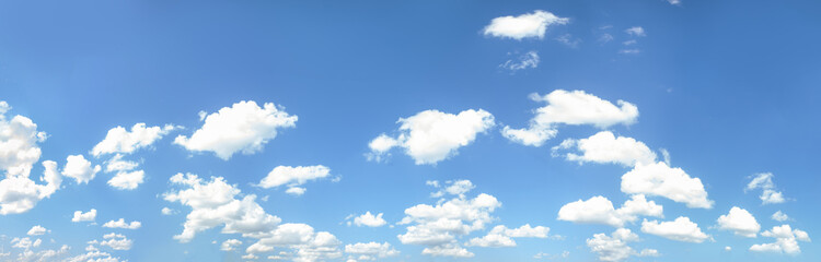 Naklejka na ściany i meble Blue sky background with tiny clouds, panorama
