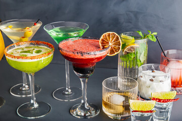 Alcoholic cocktails and drinks compilation from studio.