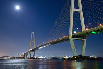 名港中央大橋と満月