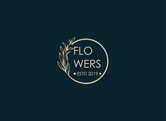 Botanica vector logo. Bio cosmetics emblem. Organic product sign. Leaf and flowers illustration