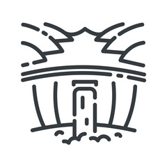 Vector hydroelectric power station line icon isolated on transparent background.