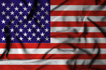 Naklejka premium selective focus of american flag, with waving fabric texture. wave cloth illustration