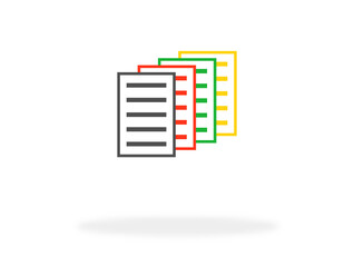 Bunte Papiere als Symbol für Dokumente, Formulare oder Anträge