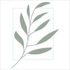 Leaf Line Art With Shapes In Pastel