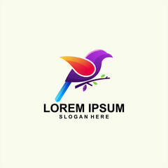 Bird color logo design modern template