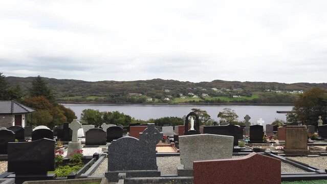 Cemetry with Atlantic view in Killybegs, County Donegal - Ireland