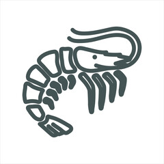 Prawn shrimp simple line icon