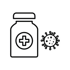 Coronavirus, vaccine icon. Line art vector.