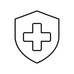Health protection icon. Line art vector.