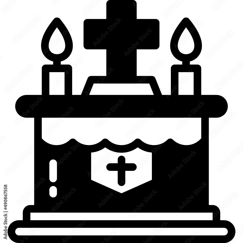 Sticker altar solid line icon