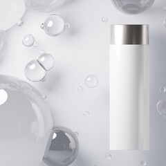 skin care serum cosmetic bottle, 3d rendering illustration mockup, medical lotion serum dropper product
