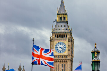 Obraz na płótnie Canvas Big Ben and Union Jack flag