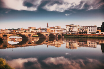 Obraz premium ponte Alla Garraia over river Arno, Florence, Italy