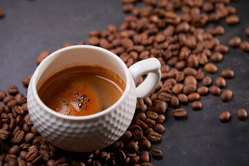 cup with italian coffee, breakfast