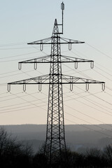 power lines in the evening