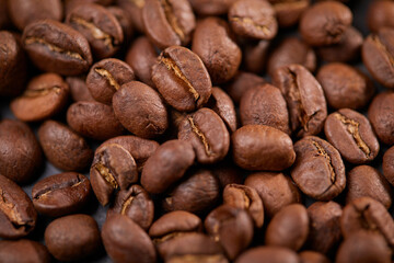 coffee beans on the wooden background