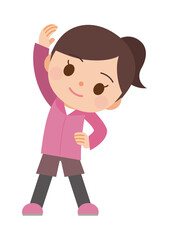 ストレッチ運動するトレーニングウェアの女性