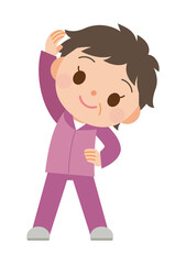 ストレッチ運動するトレーニングウェアの女性