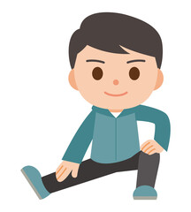 ストレッチ運動するトレーニングウェアの男性