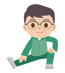 ストレッチ運動するトレーニングウェアの男性