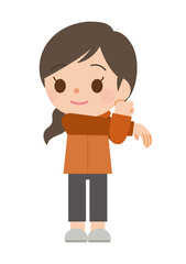 ストレッチ運動するトレーニングウェアの女性