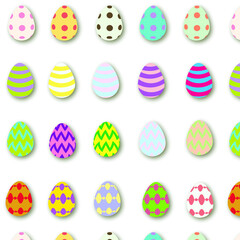 vector image of a pattern of Easter eggs of various colors
