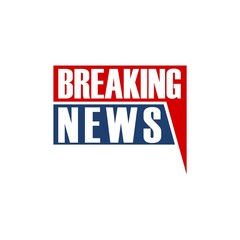 Breaking news banner icon isolated on white background