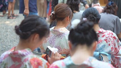 Girl in kimono at festival
