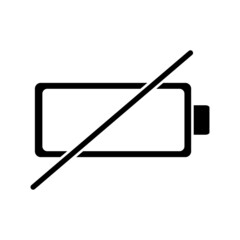 No battery icon. Low battery indicator. Vector illustration. Flat design isolated on white background. Charger is not charging, battery is not detected. Accumulator is empty.