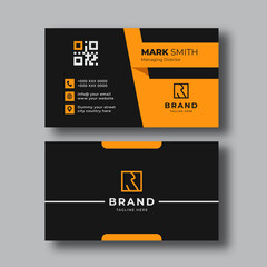 Elegant Black And Yellow Business Card