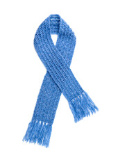 Blue warm scarf on a white background