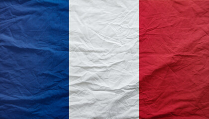 France national flag background with fabric texture.