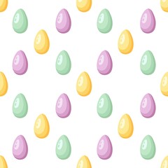 Seamless pattern with cute hand drawn easter eggs. Fun vector illustration. Colorful background for kids room decor, nursery art, packaging, gift, wrapping paper, textile, print, fabric, wallpaper.