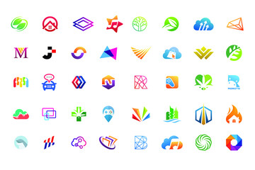 Business logo Icons Set, Collection Of Flat Icons vector Illustration